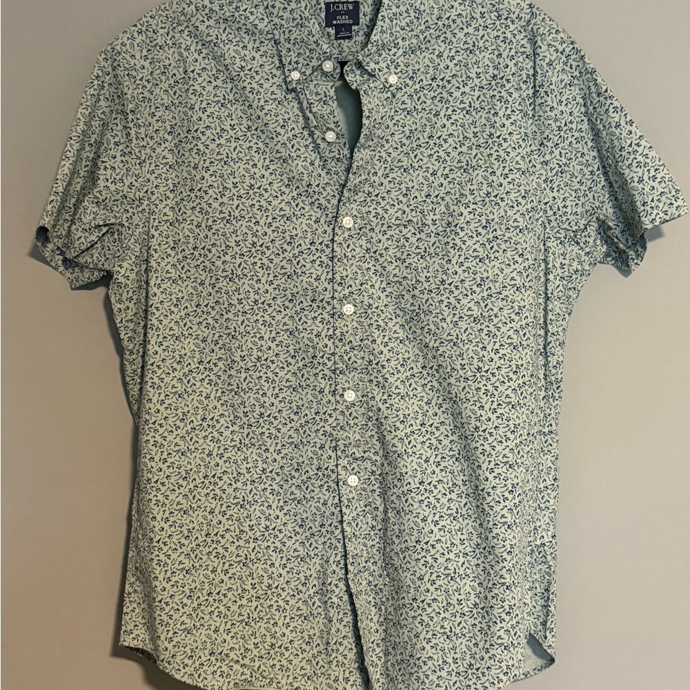J. Crew Men's Green Floral Button Down Shirt